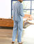 Pyjama rayures flanelle coton (bleu ciel)