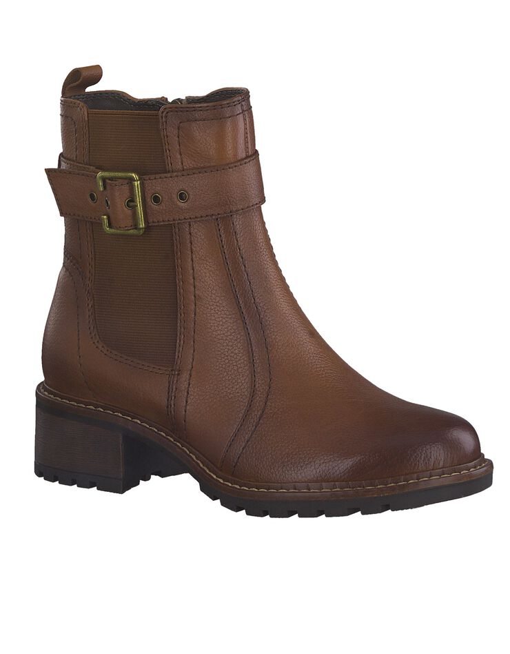 Boots chelsea à boucle cuir - largeur confort (marron) Boots chelsea à boucle cuir - largeur confort (marron)
