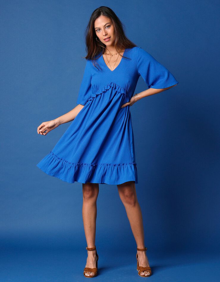 Robe ample volantée (bleu dur)