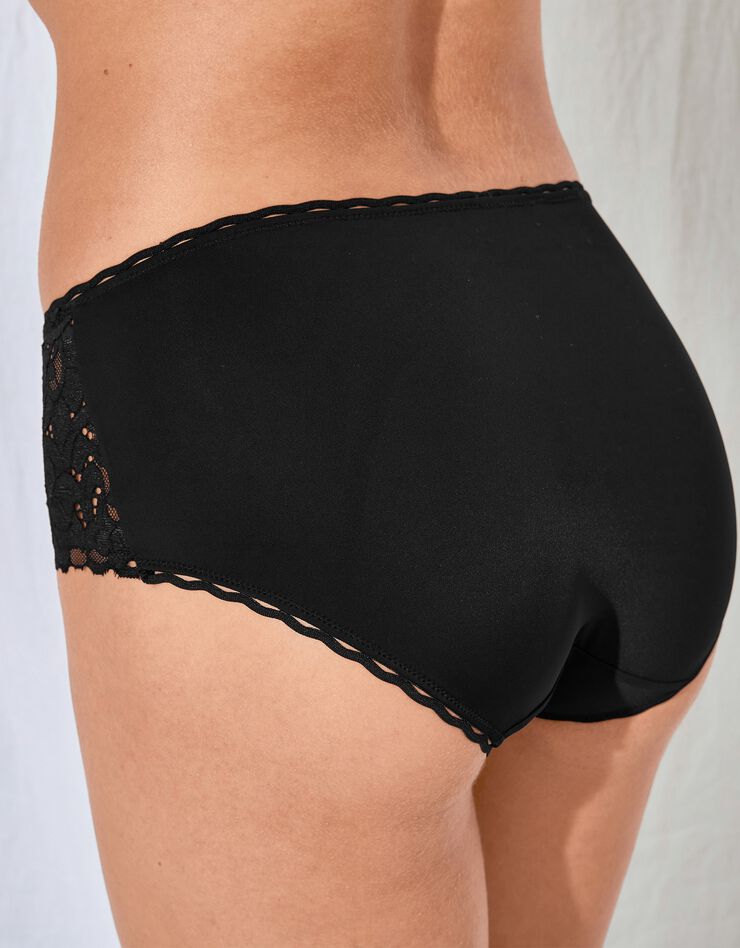 Culotte Coeur Croisé Féminin microfibre et dentelle recyclée - forme midi (noir) Culotte Coeur Croisé Féminin microfibre et dentelle recyclée - forme midi (noir)