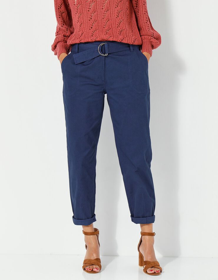 Pantalon droit ceinturé (marine) Pantalon droit ceinturé (marine)