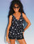 Haut de tankini Davao imprimé pois (noir / blanc)