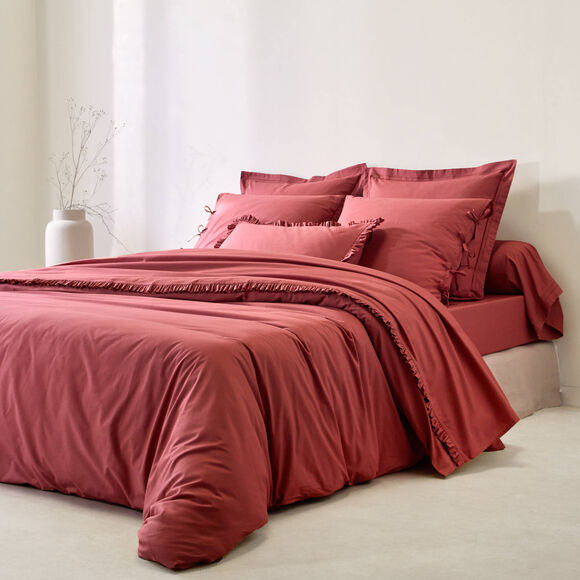 Linge de lit uni percale (bois de rose)