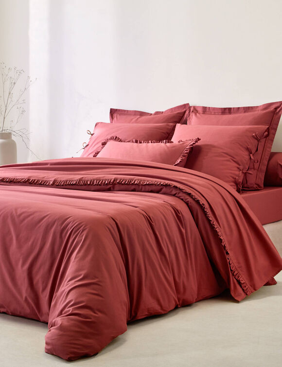 Linge de lit uni percale (bois de rose)
