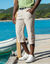 Pantacourt 3/4 &eacute;lastiqu&eacute; + ceinture assortie (sable)