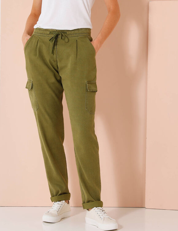 Pantalon cargo fluide (kaki)