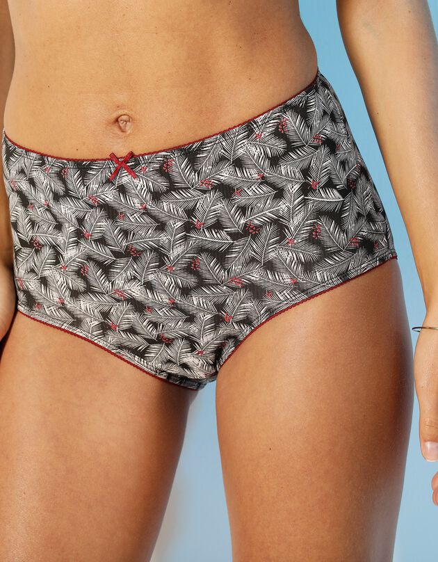 Culotte maxi coton imprimée  "feuilles" - lot de 4 (bordeaux / rose poudré)