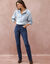 Chemise ample unie brod&eacute;e (bleu clair)