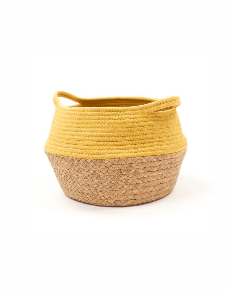 Panier bicolore rond corde coton (curry)