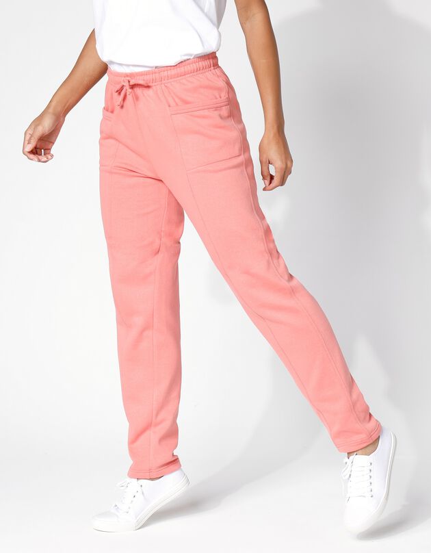 Pantalon jogging, molleton gratté (corail grisé)