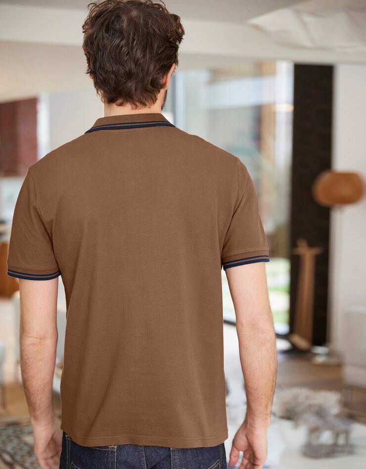 Polo uni maille piquée manches courtes (cuivre)