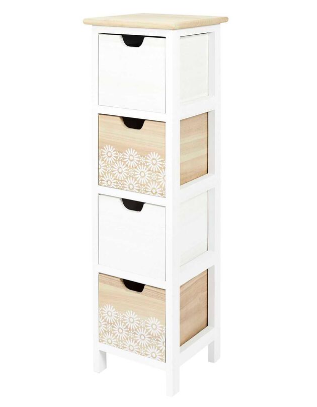 Chiffonnier bois 4 tiroirs (blanc)