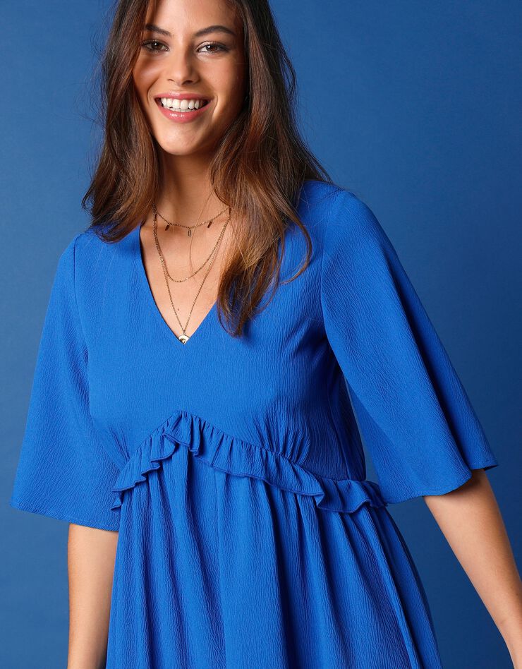 Robe ample volantée (bleu dur)