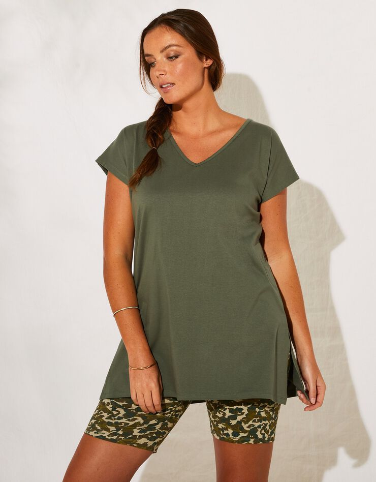 Pyjama avec cycliste imprimé animalier (kaki) Pyjama avec cycliste imprimé animalier (kaki)