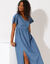 Robe longue manches papillons, jean (bleached)