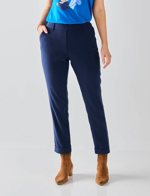Pantalon 7/8&egrave;me fusel&eacute; uni (marine)