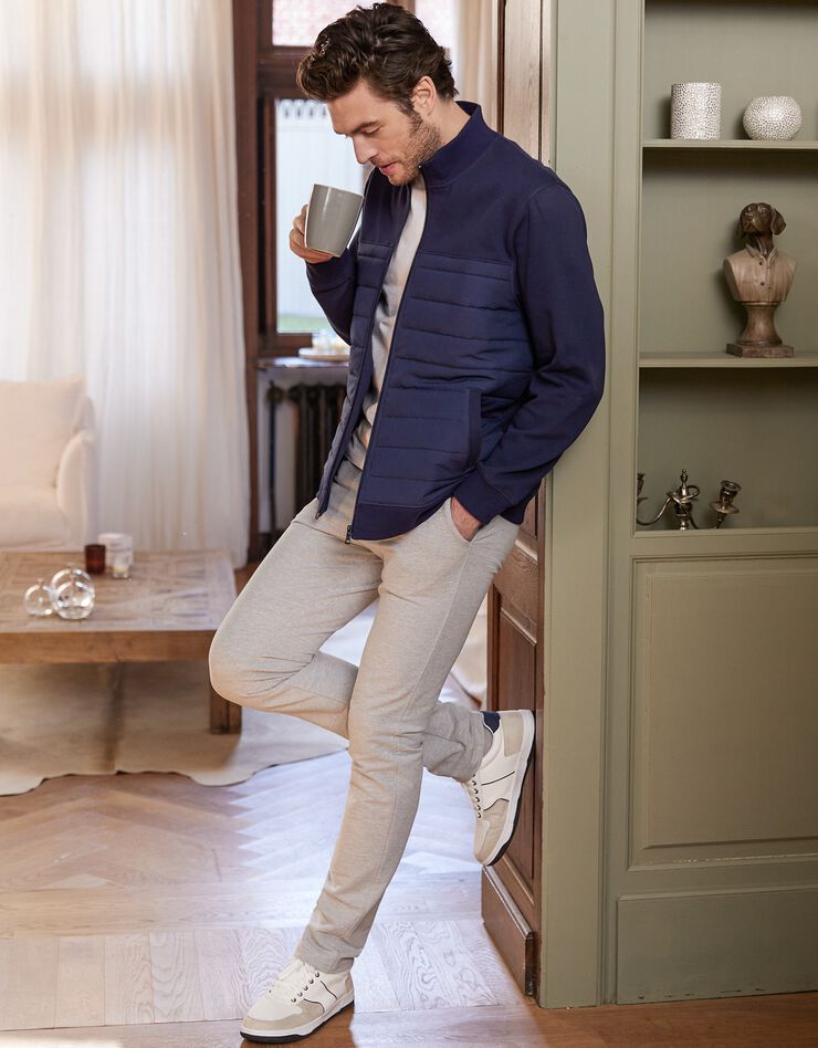 Veste bi-matière zippée matelassée et molleton (marine) Veste bi-matière zippée matelassée et molleton (marine)