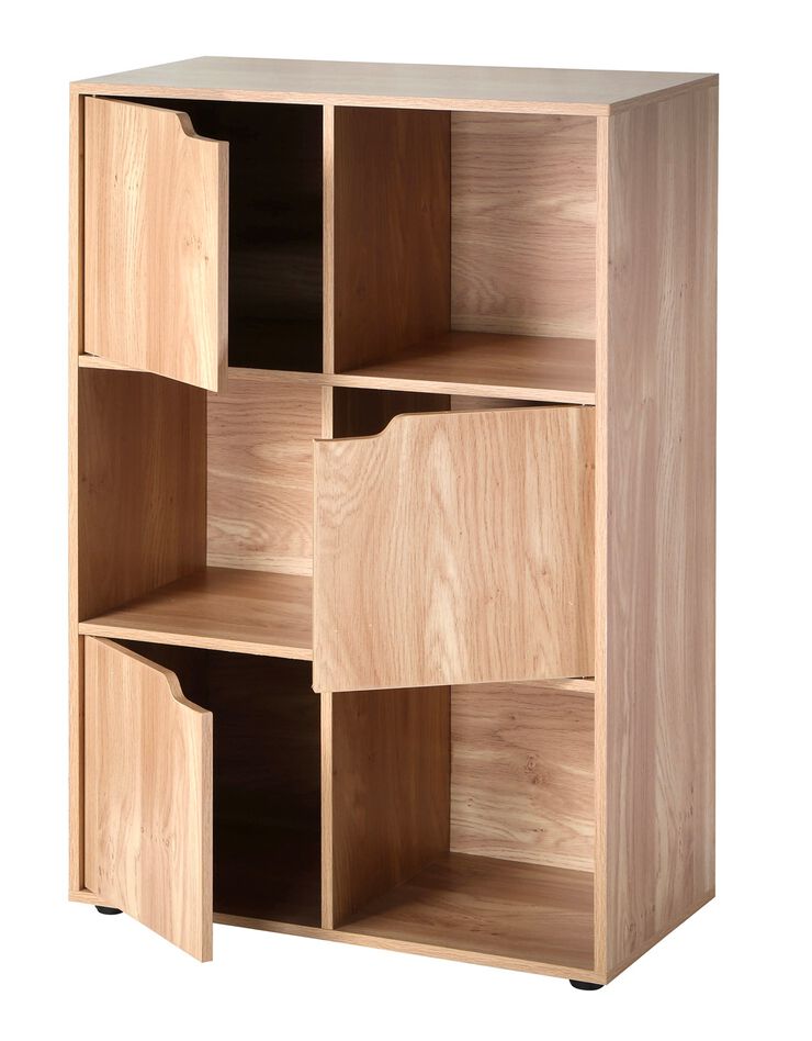 Meuble de rangement STAVRA - 6 cases, 3 portes (naturel)