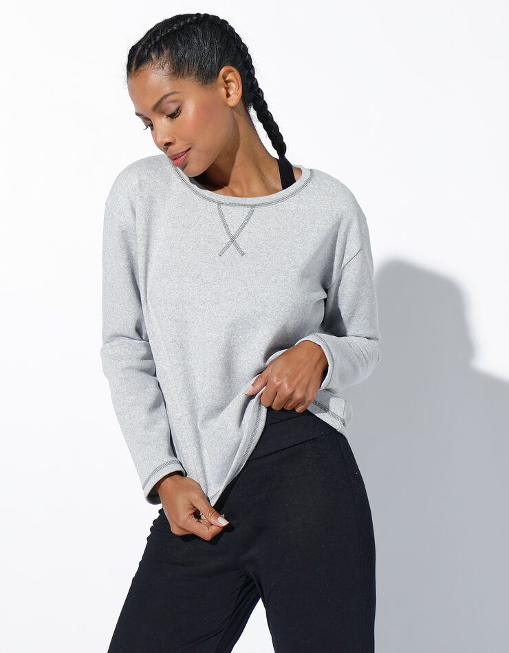 Sweat court, molleton gratté (gris chiné) Sweat court, molleton gratté (gris chiné)