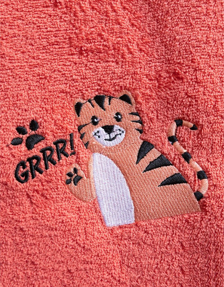 Collection éponge enfant brodée tigre personnalisable coton - 380g/m2 (corail)
