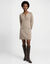 Robe-pull &agrave; godets col tunisien, d&eacute;tails couture (beige chin&eacute;)