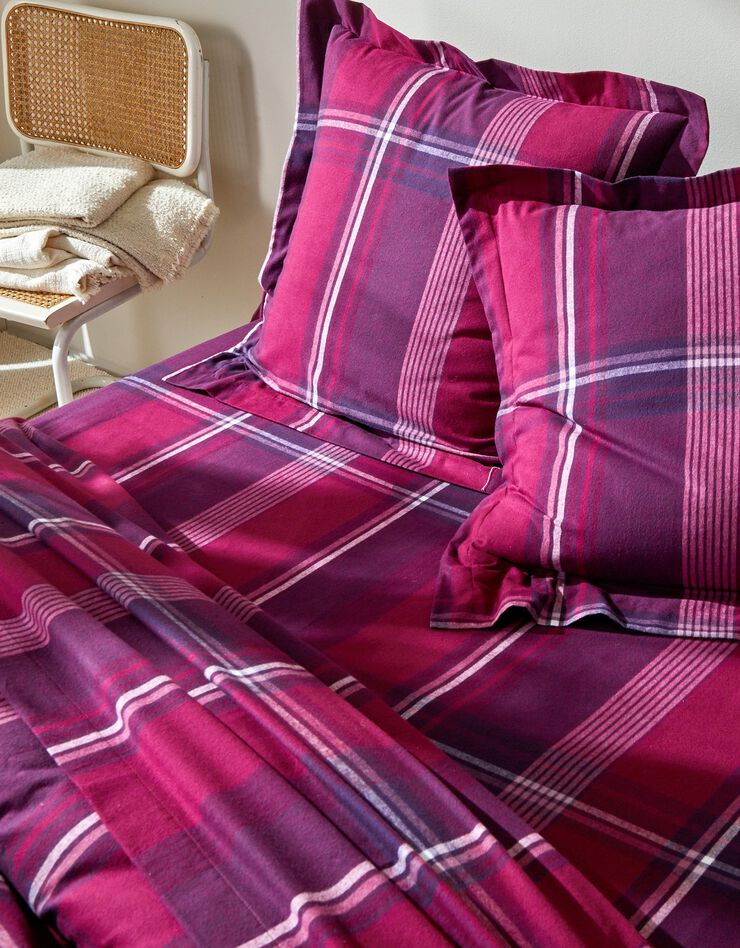 Linge de lit Scott flanelle tissé teint (prune)