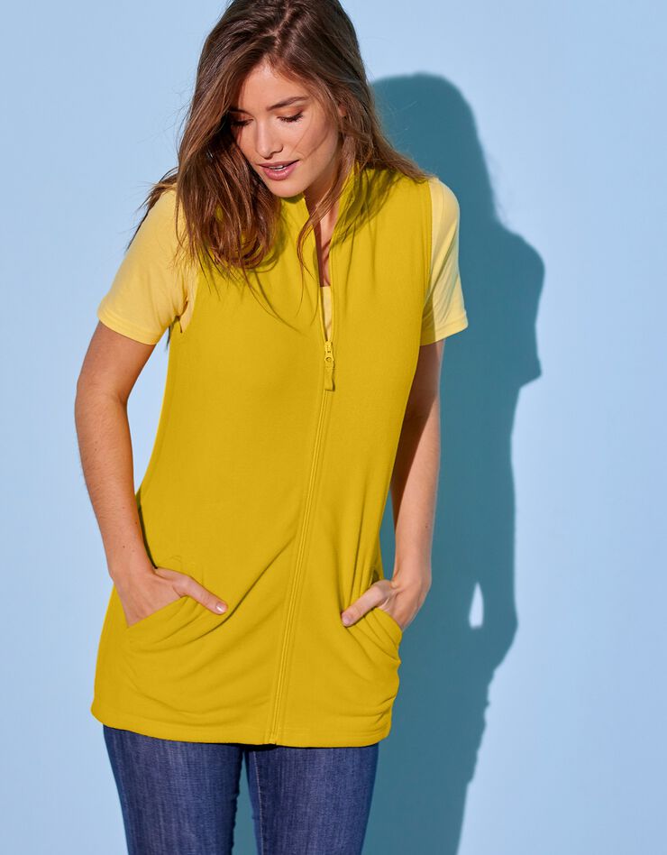 Veste polaire zippée sans manches (jaune) Veste polaire zippée sans manches (jaune)