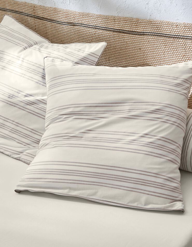 Linge de lit Eugénie rayures tissés teints - coton (taupe)
