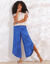 Pantalon large, bas fendus (bleu)