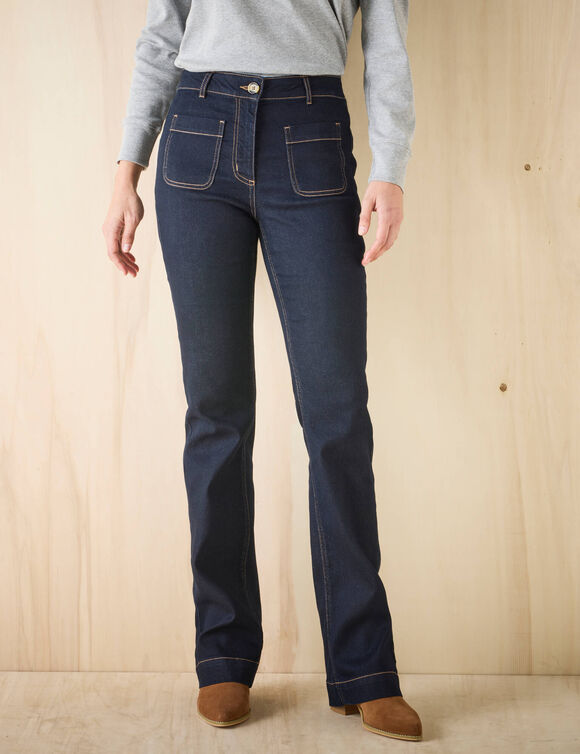 Jean bootcut, poches plaquées (brut)