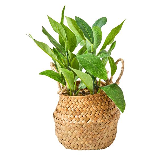Plante verte artificielle panier jonc (vert)