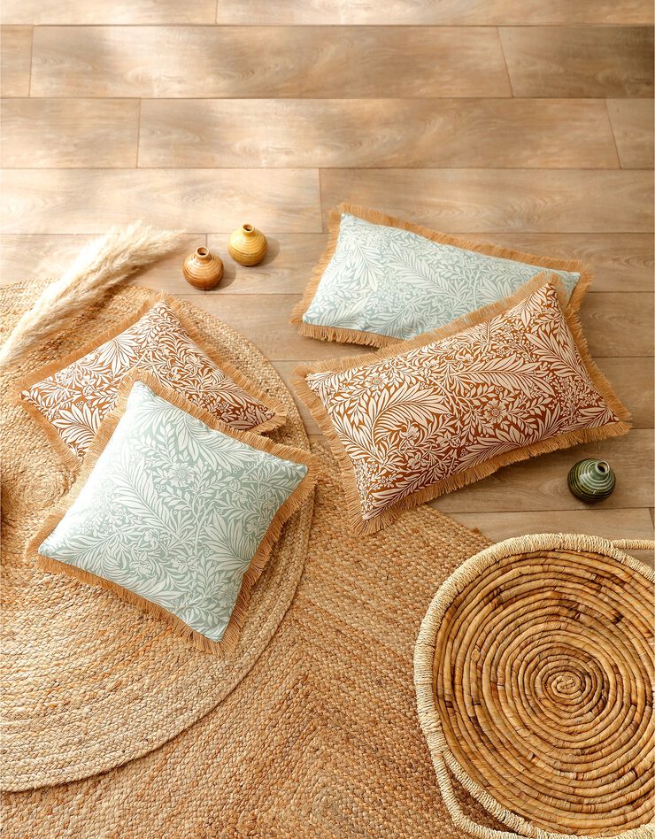 Housses de coussin imprimé à franges en jute - lot de 2 (caramel)