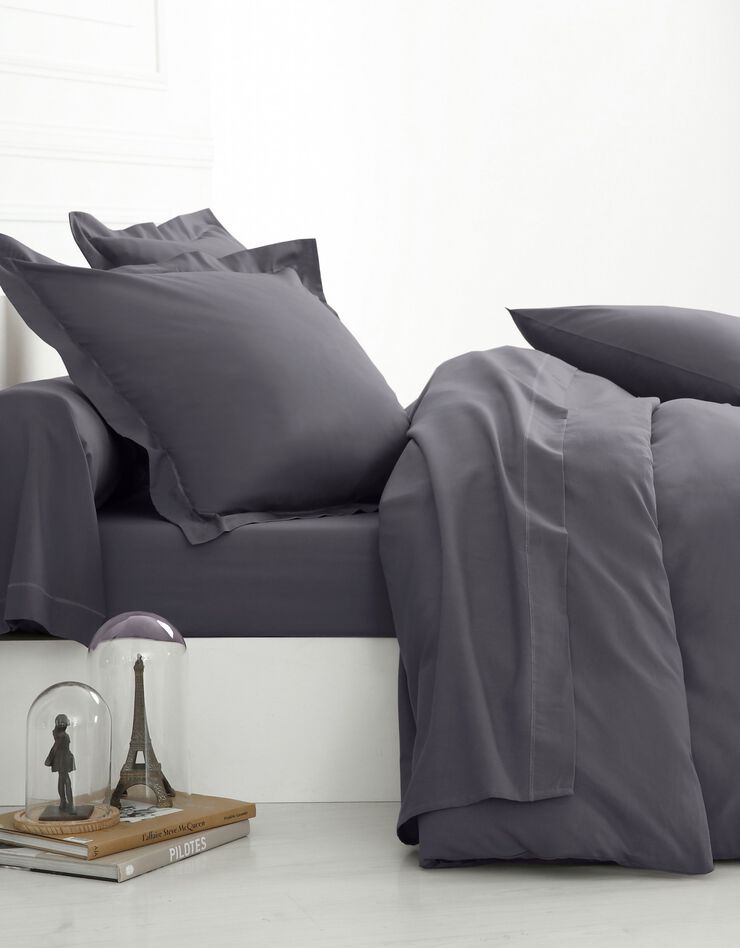 Linge de lit uni coton (carbone)