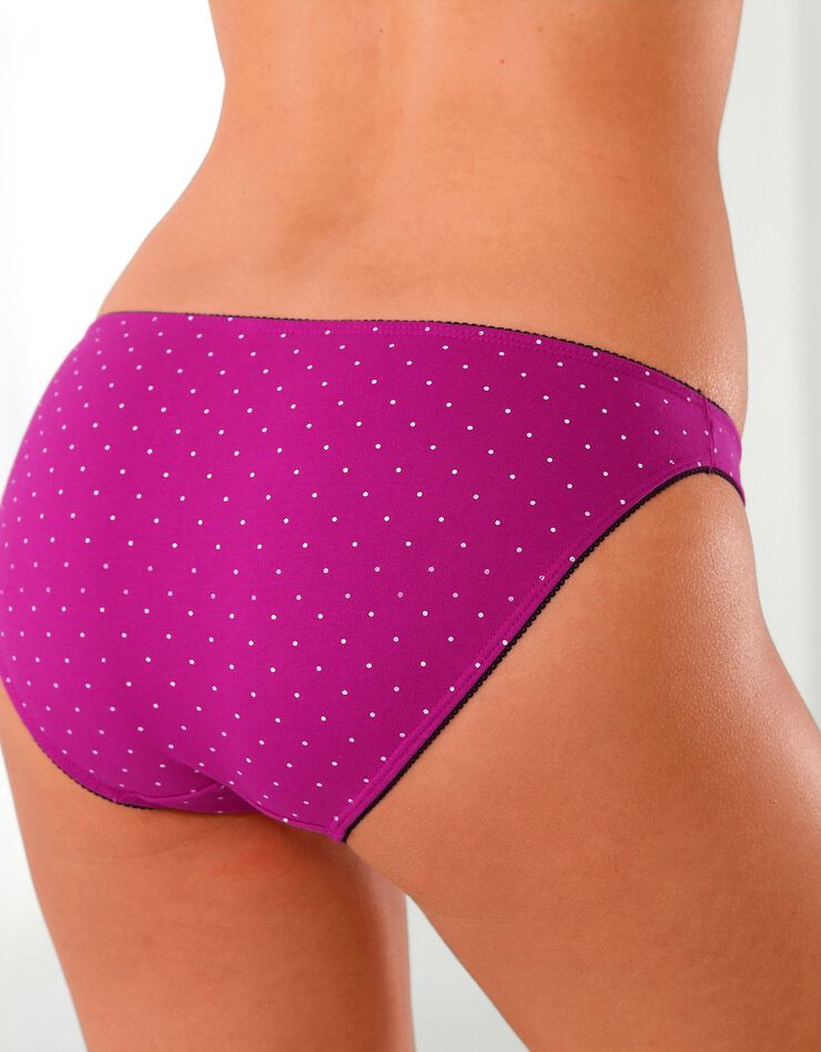 Slip coton imprimé gamme "flocons" - lot de 4 (prune / fuchsia) Slip coton imprimé gamme "flocons" - lot de 4 (prune / fuchsia)