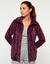 Veste polaire brod&eacute;e, col Claudine (prune)