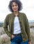 Cardigan boutonné maille poilue fantaisie (vert tilleul)
