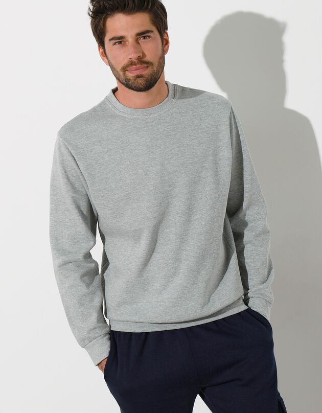 Sweat molleton col rond (gris chiné)