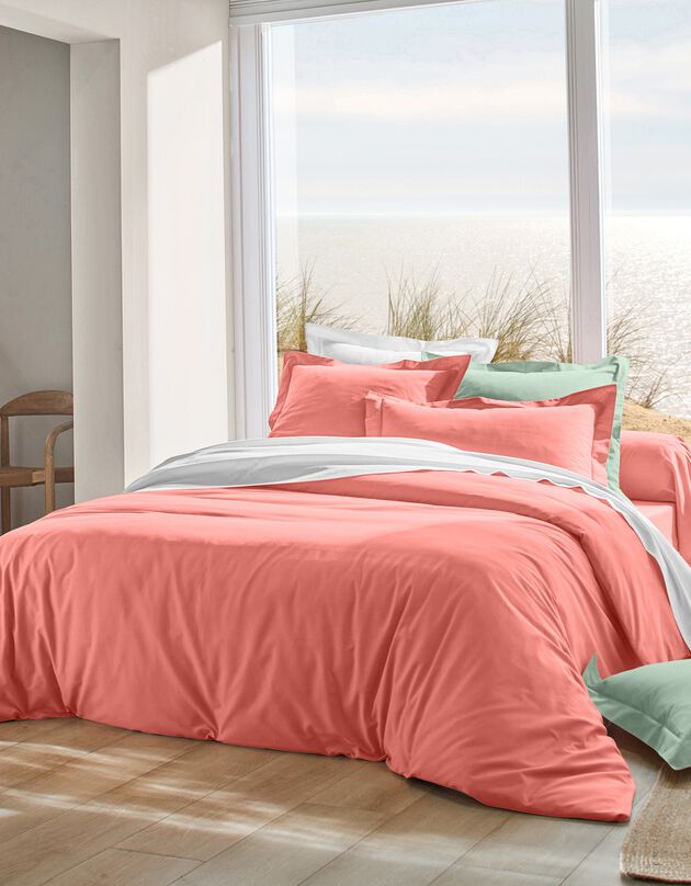 Linge de lit uni polyester-coton Colombine (corail)