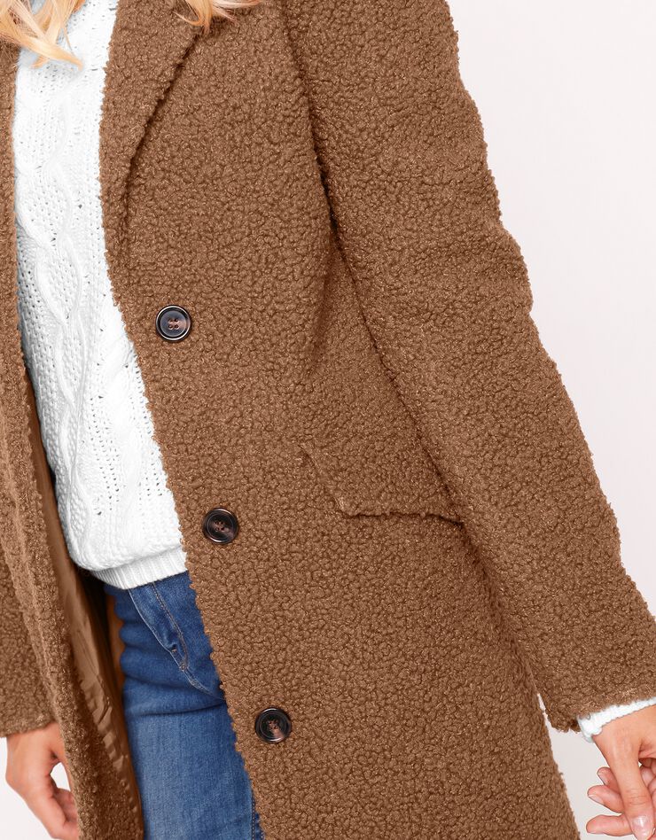 Manteau maille bouclette col tailleur (caramel) Manteau maille bouclette col tailleur (caramel)
