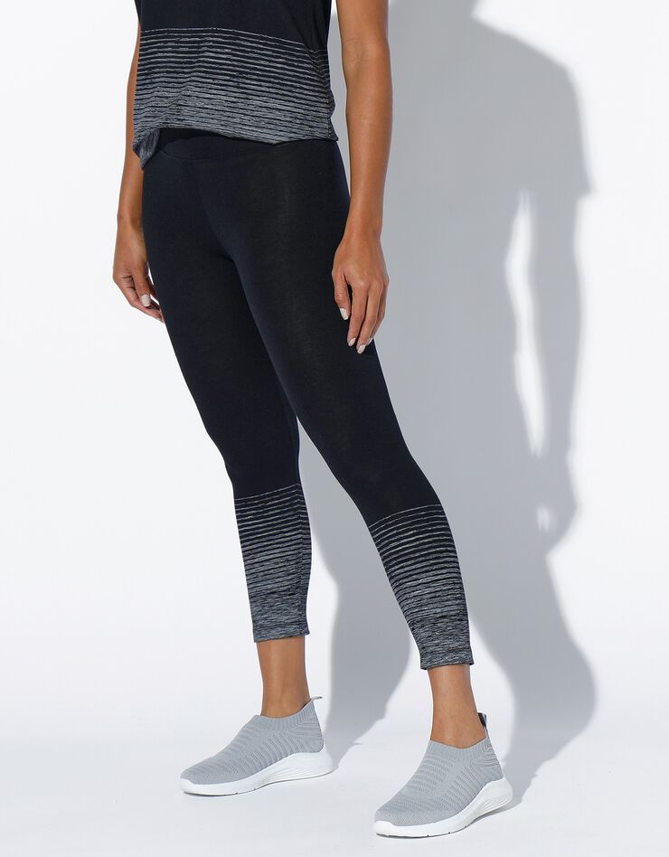 Legging 3/4 sport imprimé dégradé (noir / gris chiné) Legging 3/4 sport imprimé dégradé (noir / gris chiné)