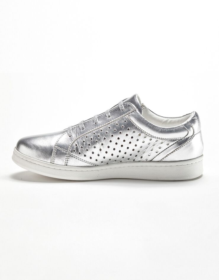 Tennis zippée en cuir perforé (argenté)