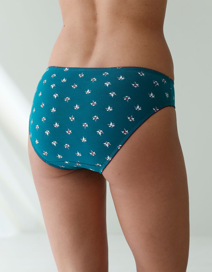 Culotte midi coton imprimé "fleur de lys" - lot de 4 (émeraude / bordeaux) Culotte midi coton imprimé "fleur de lys" - lot de 4 (émeraude / bordeaux)