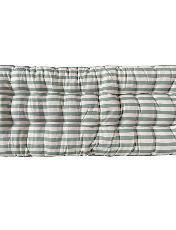 Coussin de sol imprimé rayures (naturel / vert)
