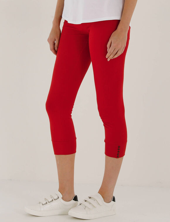 Legging 3/4, bas boutonn&eacute; (rouge)