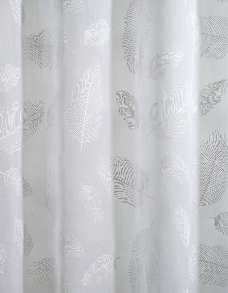 Voilage motif plumes - finition œillets (blanc)