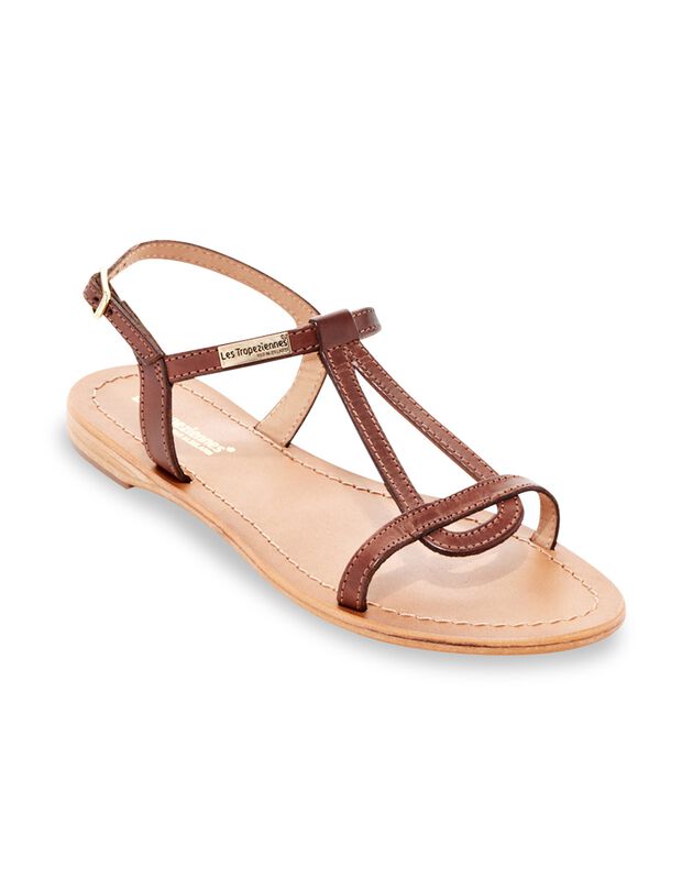 Sandales plates en cuir Hamess (marron)