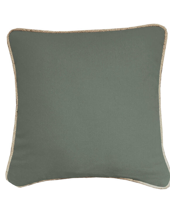 Coussin uni biais en jute  (kaki)