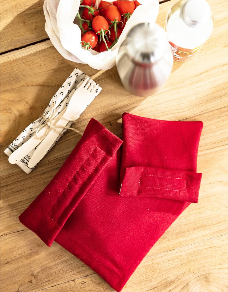Pochettes alimentaires en tissu pour club sandwich et encas - collection upcycling (rouge) Pochettes alimentaires en tissu pour club sandwich et encas - collection upcycling (rouge)