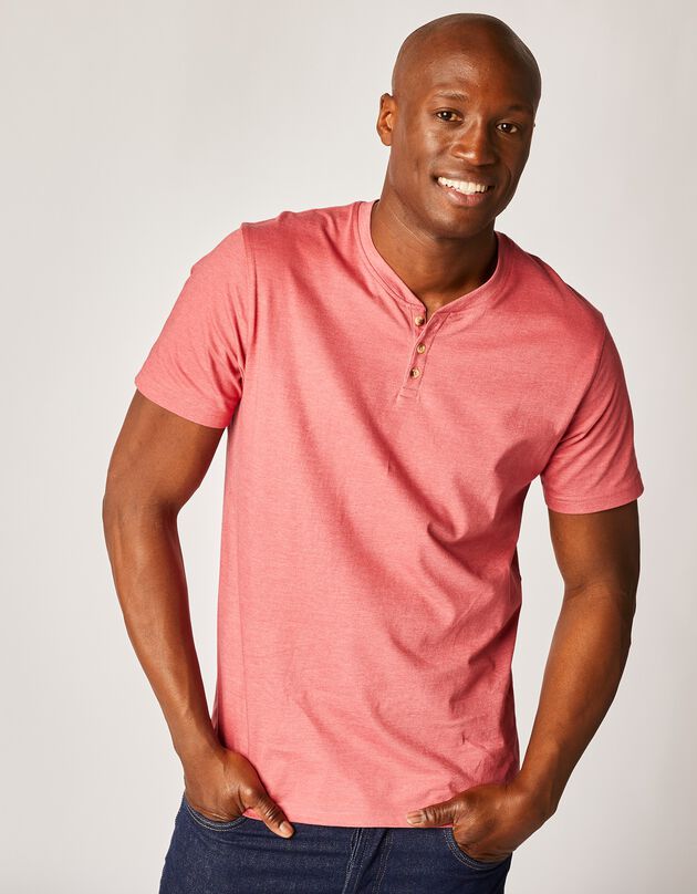 Tee-shirt col tunisien (corail)