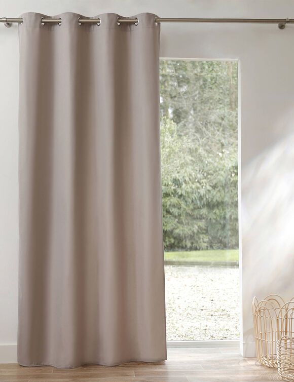 Rideau isolant uni envers polaire finition oeillets (sable)